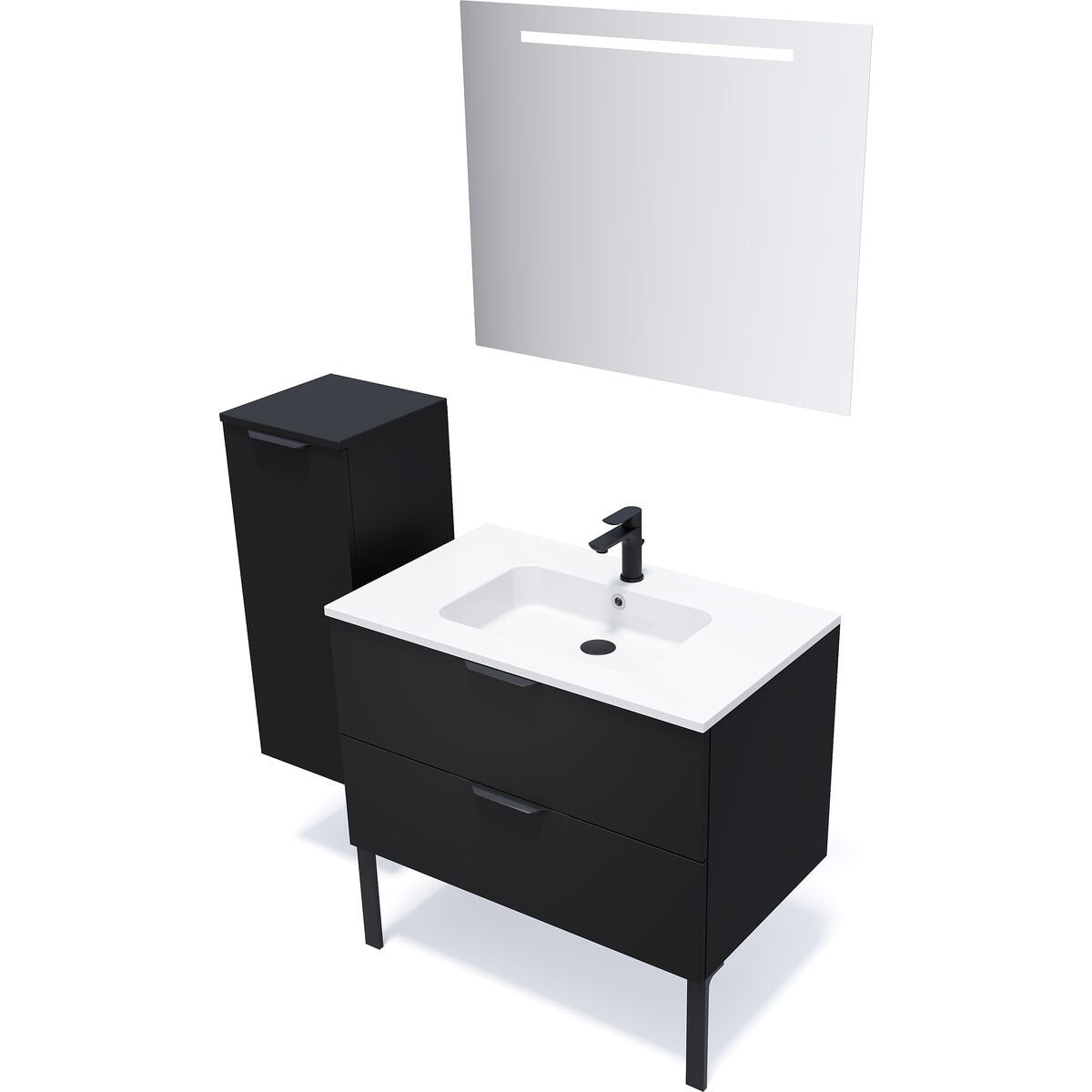 Meuble salle de bain vasque intégrée 2 tiroirs - SOHO