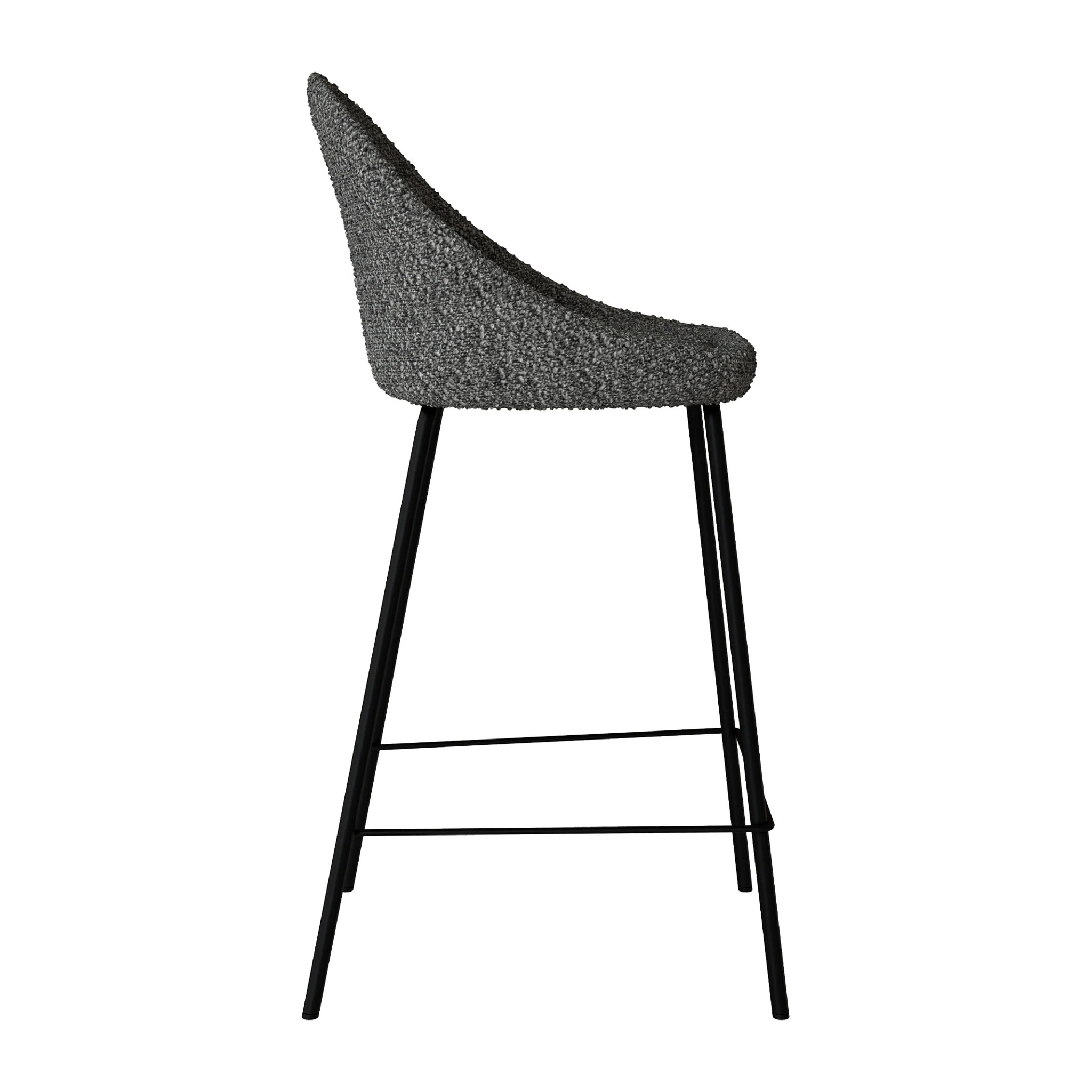 Lot de 2 chaises pour îlot central 65 cm en tissu bouclette gris - Misty