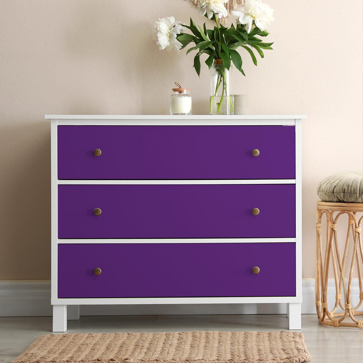 Rouleau adhésif décoratif Vinyle au Mètre - Violet - Sticker Lavable Imperméable Mur Cuisine Meubles