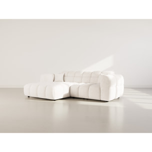 Mini Ray - Canapé d'angle gauche 4 places en tissu texturé - Beige