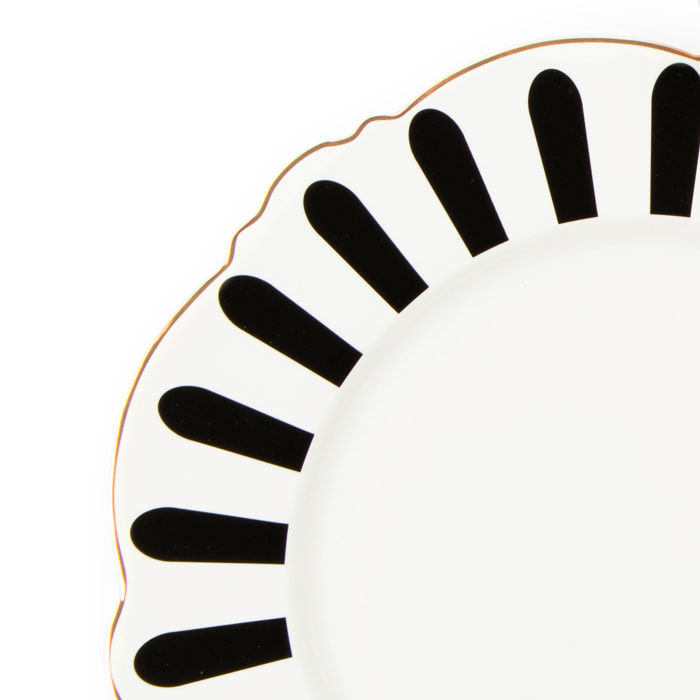 Service 18 assiettes Excelsa Alice, porcelaine, blanc et noir