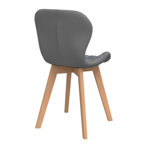 Chaises Gladys en tissu et pieds bois - Gris