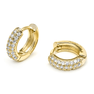 Pendientes de 9mm de diámetro acabado oro amarillo de 18k y Circonita Brillante