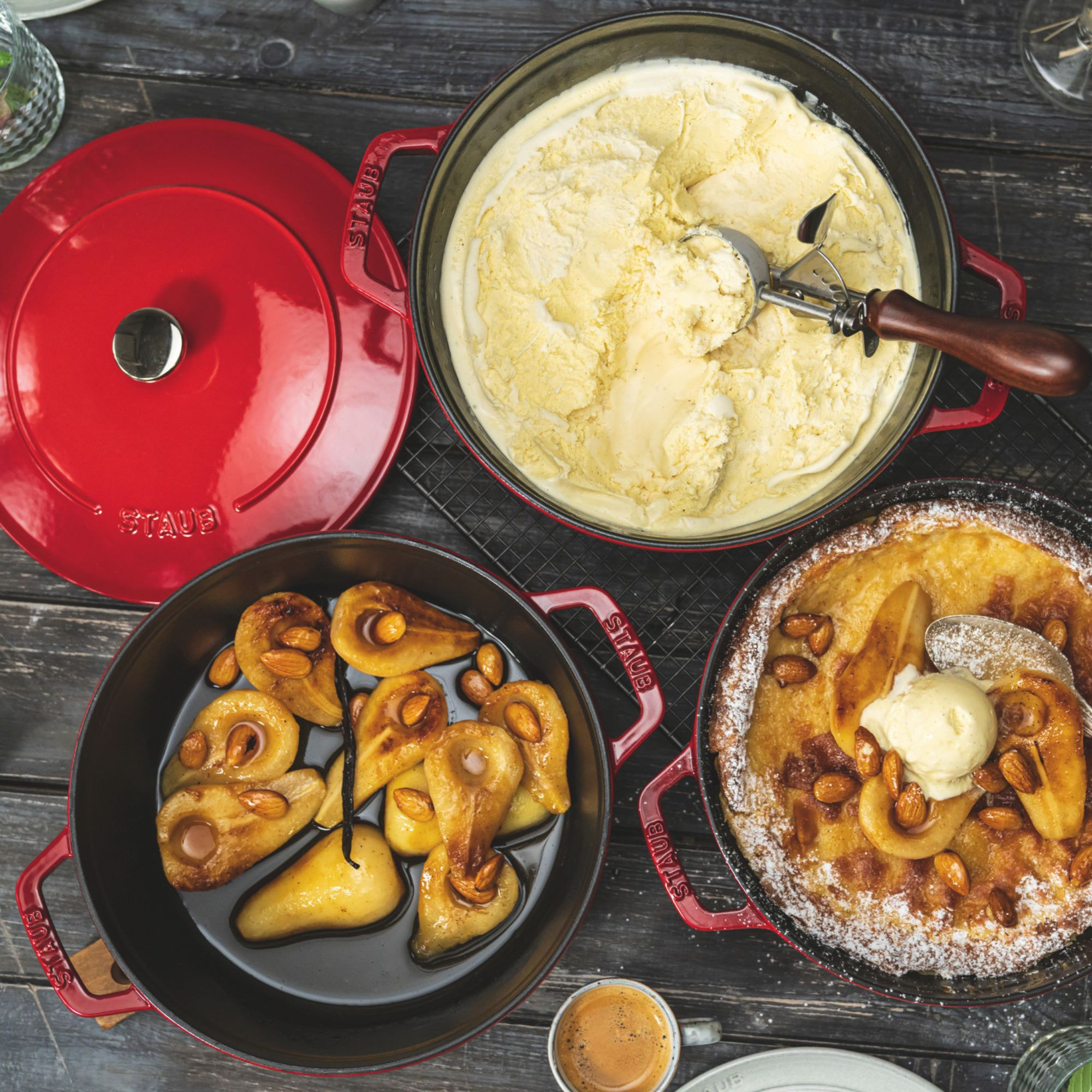 2-pcs, Set empilable, Cerise