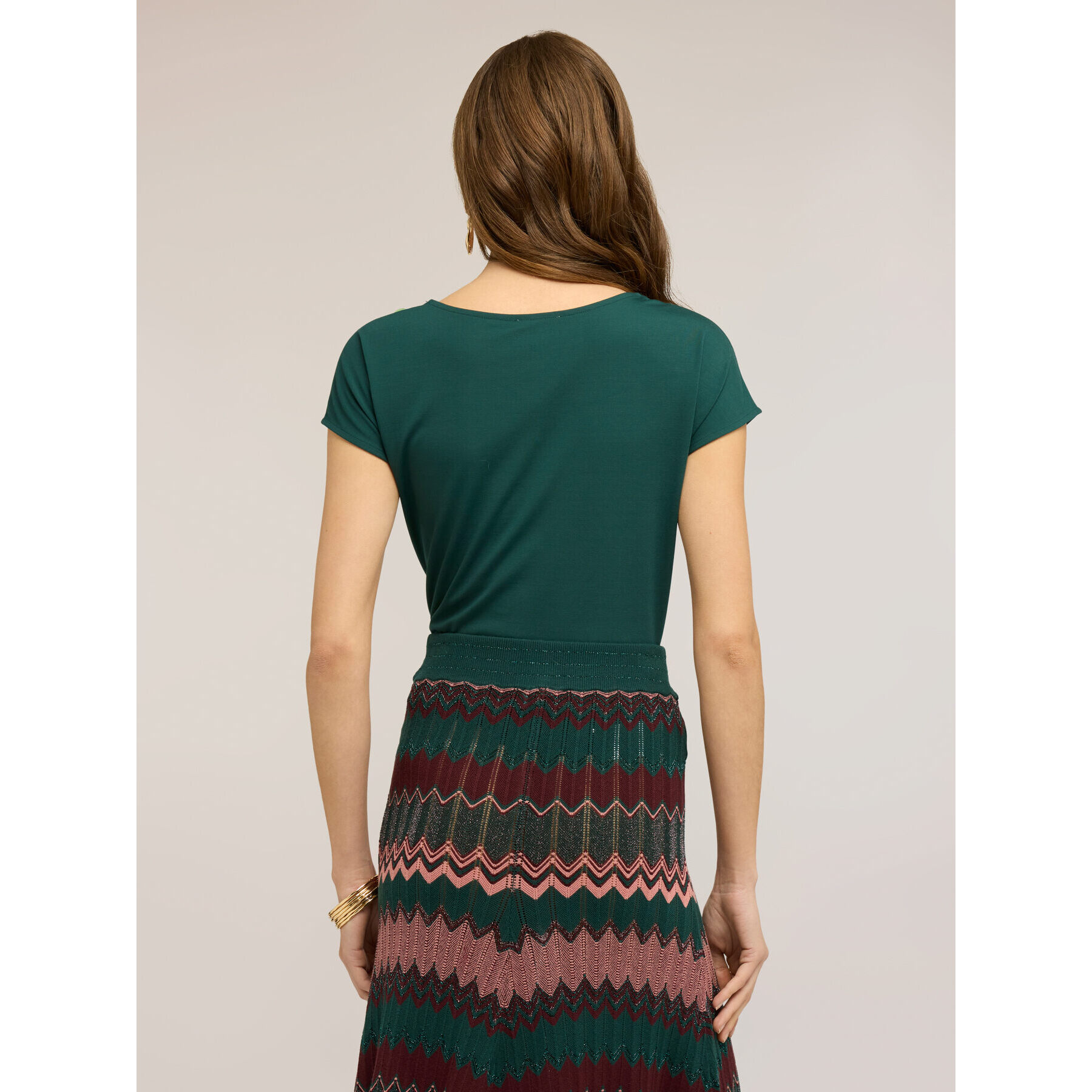 Motivi - T-shirt con ricamo di paillettes - Verde