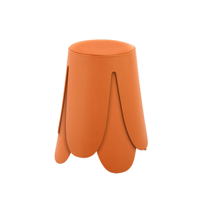 Set de 2 tabourets empilables. simili cuir orange. NIKI. Ø30 / 44 x H46cm