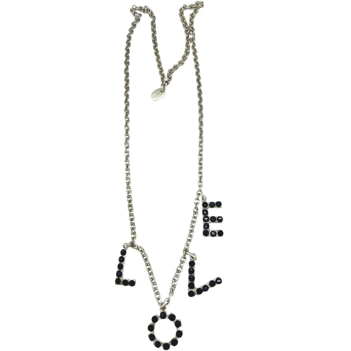 Collar largo MyLove plata 10µ y cristal SW en negro