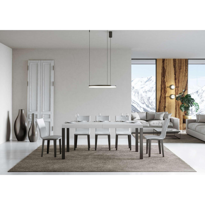 Table Everyday Extensible Dessus Frêne Blanc 90x180 Allongée 440 cadre Anthracite