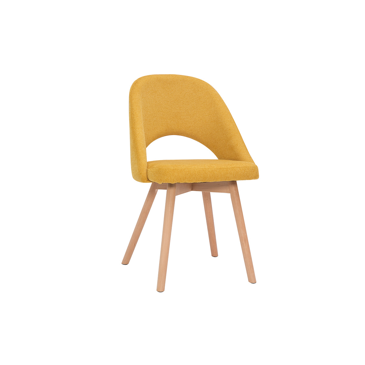 Chaises scandinaves en tissu effet velours texturé jaune moutarde et bois clair (lot de 2) COSETTE