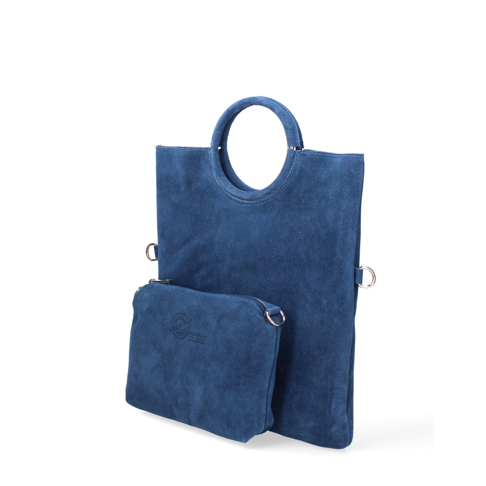 Borsa a mano da donna Made in Italy - Modello Zelia - Pelle scamosciata - 29.0 x 30.0 x 1.0 cm