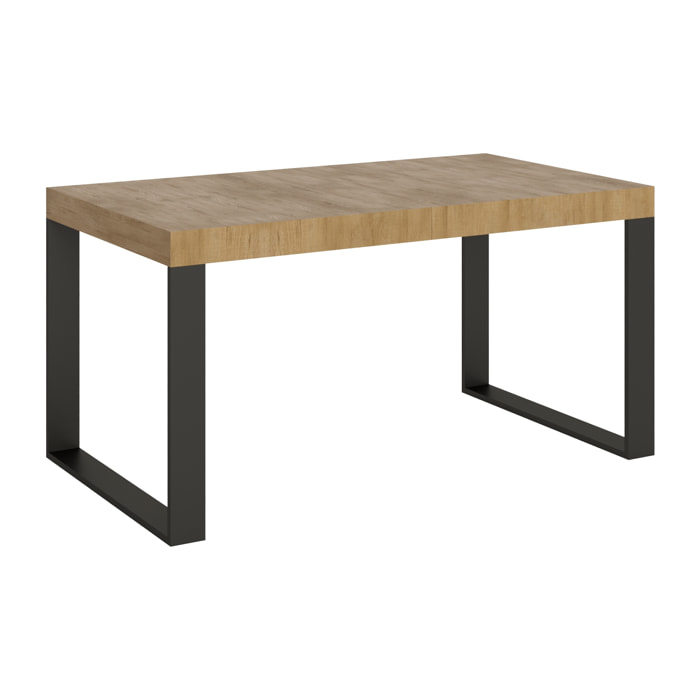 Mesa extensible 90x160/420 cm Tecno Roble Natural estructura Antracita