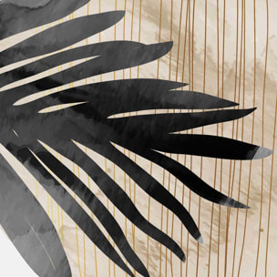 Affiche encadrée feuille abstraite tons neutres Affiche + cadre en métal - Noir