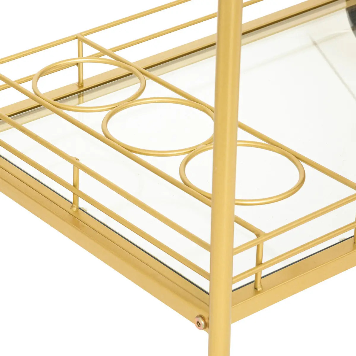 Desserte "Antonella" - métal et verre trempé - doré - H90 cm