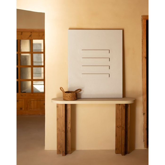 Tableau beige décoratif sur coton avec cadre en bois peint à la main à la peinture à l'huile en différentes tailles