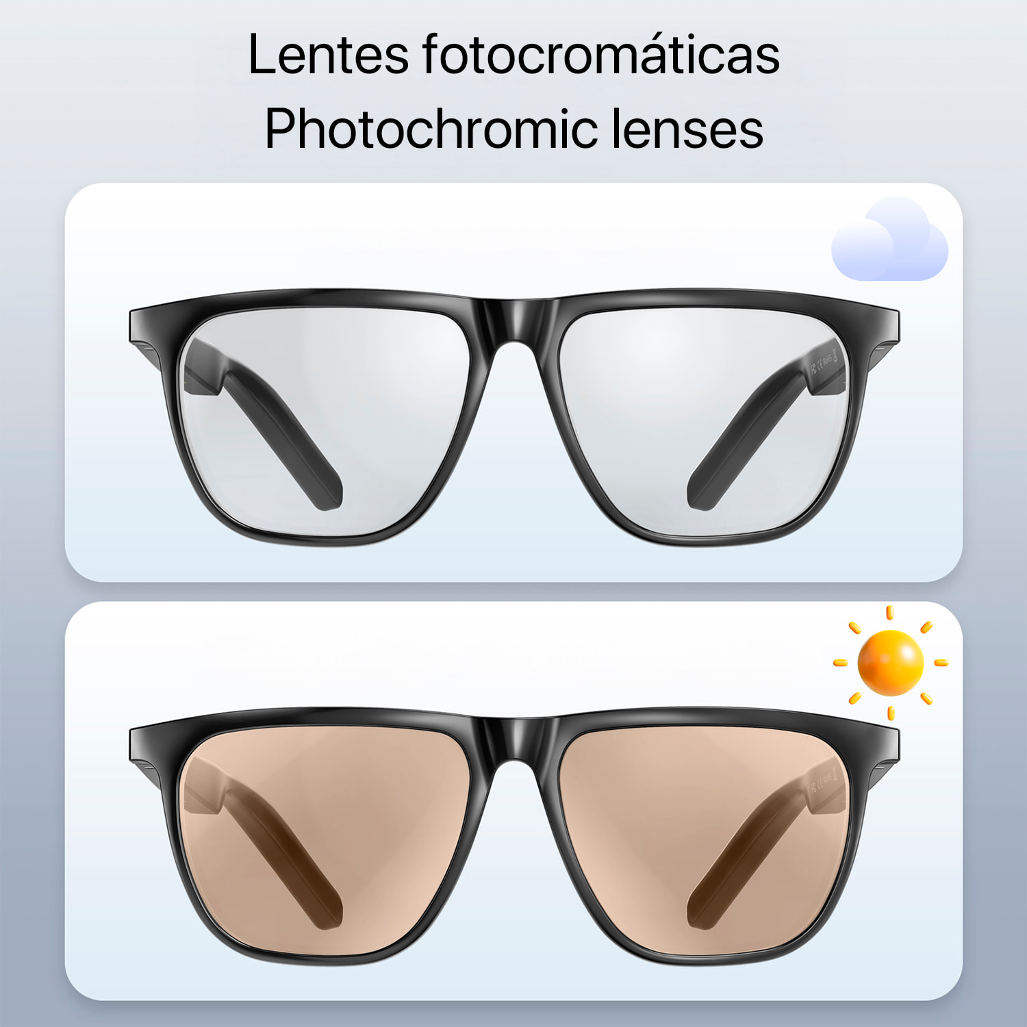 Gafas deportivas inteligentes GS300, llamada bluetooth, asistente de voz, control remoto de la cámara, podómetro.