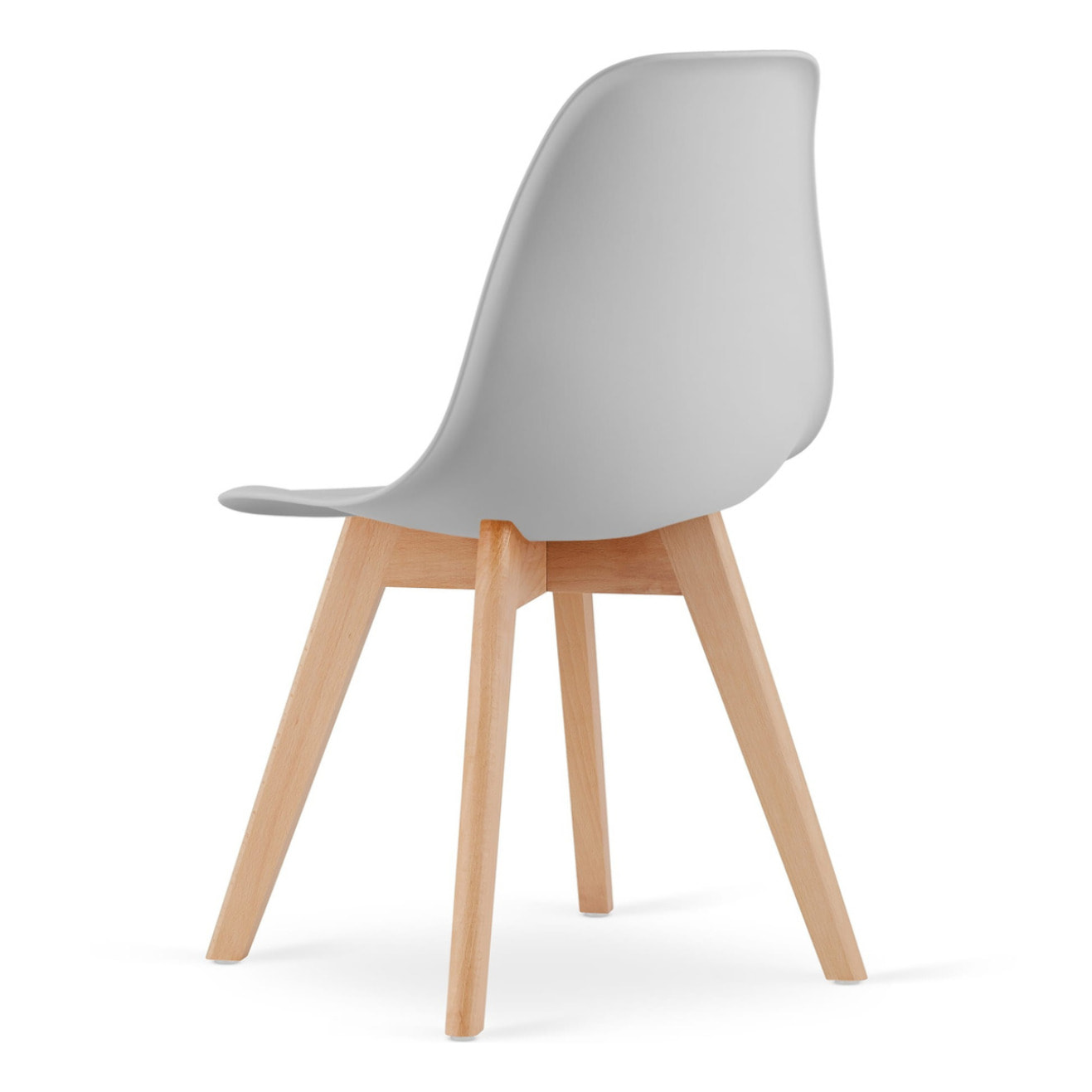 Sedia di design Kito grigia con gambe in legno di faggio