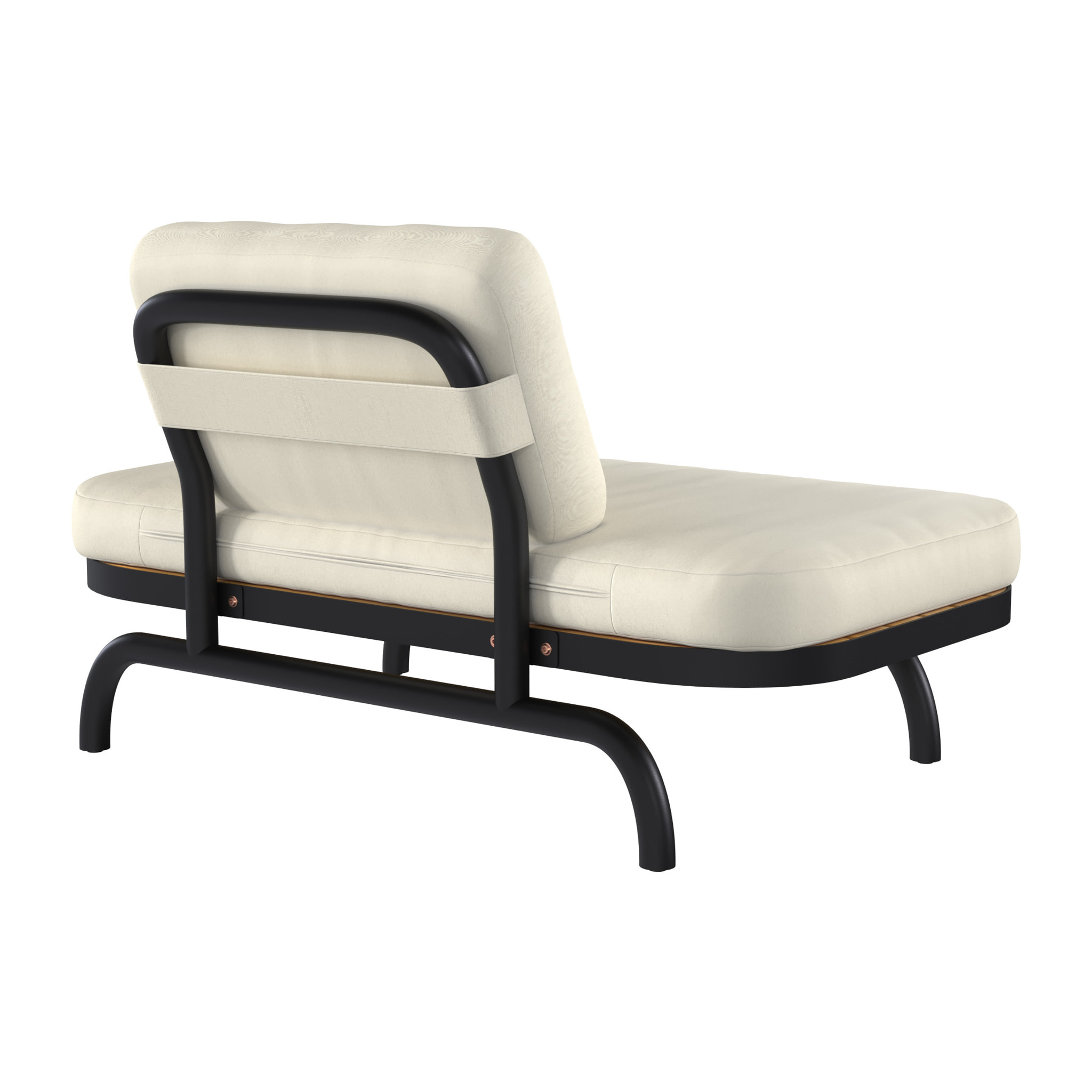 Fauteuil de jardin 2 places blanc cassé et pieds en métal noir - Samba