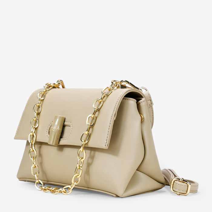 Bolso bandolera beige con solapa