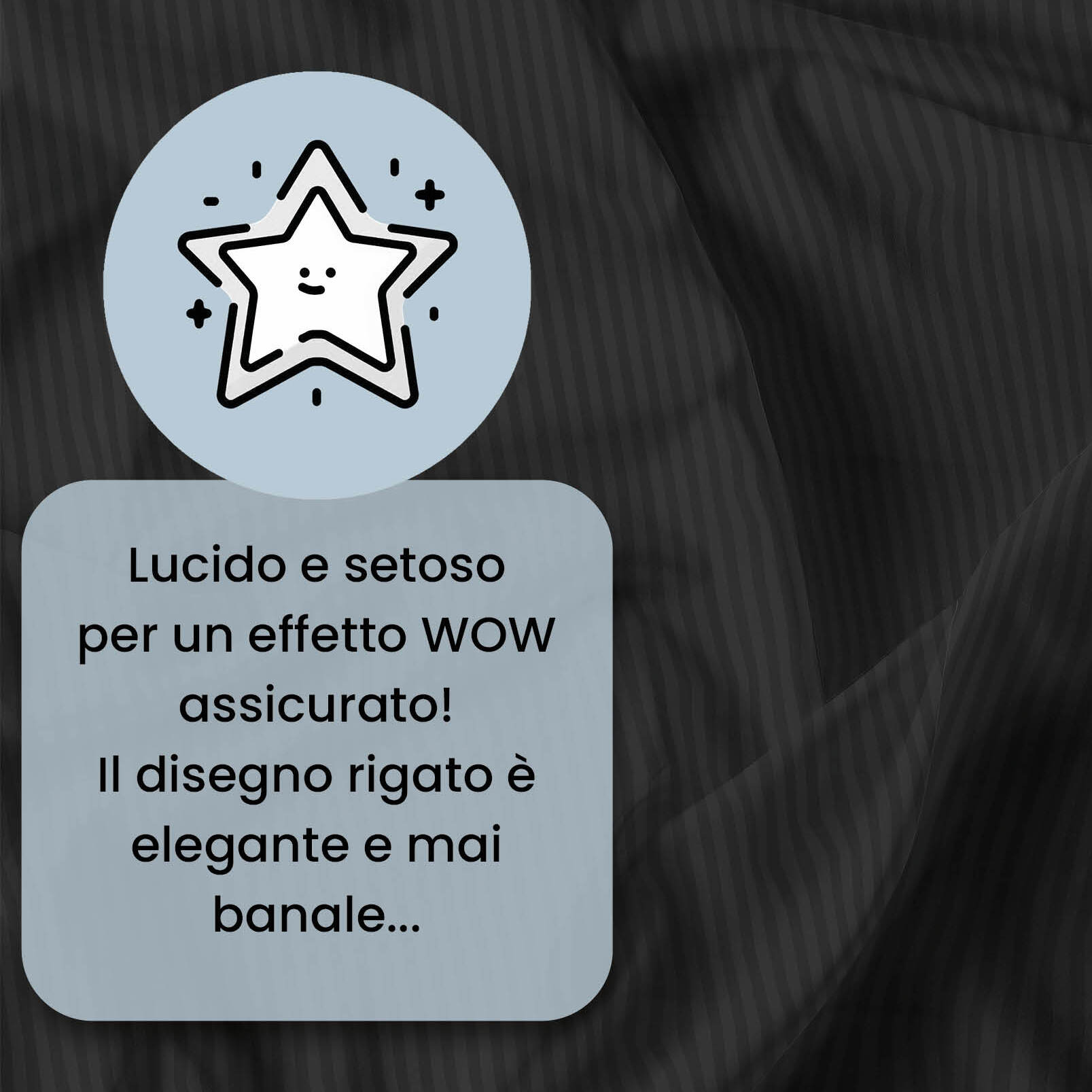 PARURE COPRIPIUMINO SATIN STRIPES, 100% Raso di Poliestere, Made in Italy, No Stiro - NERO