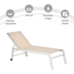 Tumbona para Exterior con Ruedas Chaise Longue de Terraza Respaldo Regulable