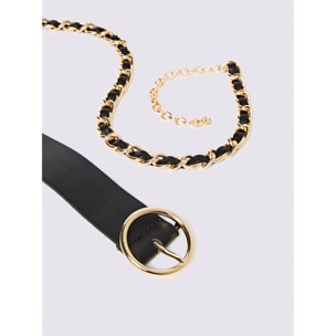 Fiorella Rubino - Cinturón de cadena con hebilla redonda - Negro