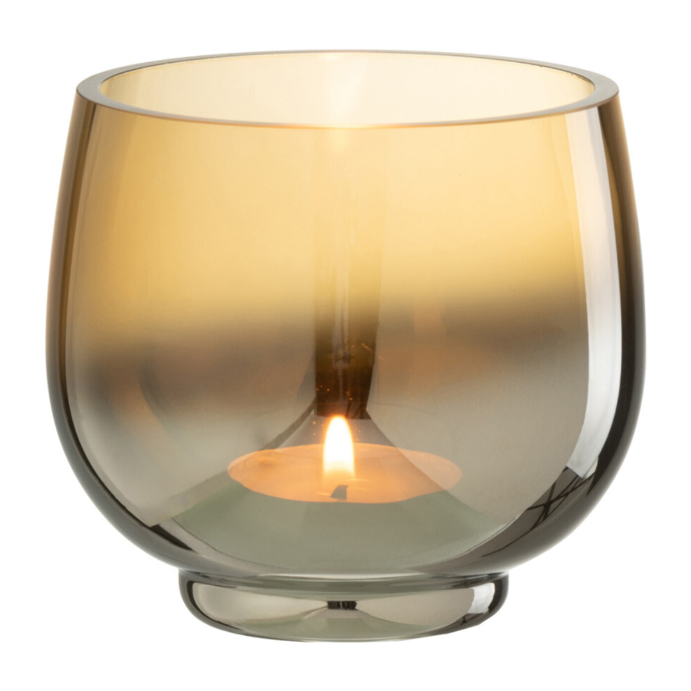 J-Line photophore Rond - verre - jaune/argent - small