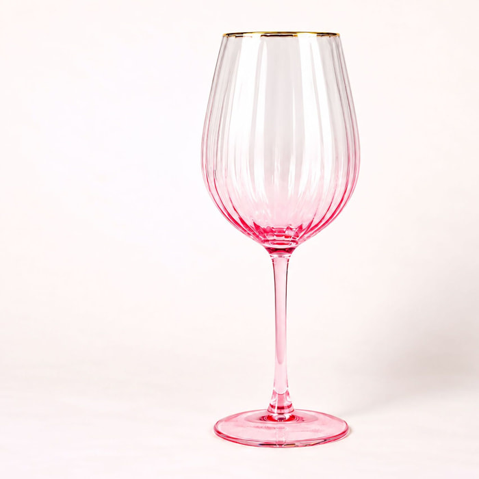 Lot de 4 verres à pied en verre 57,5cl rose GATSBY
