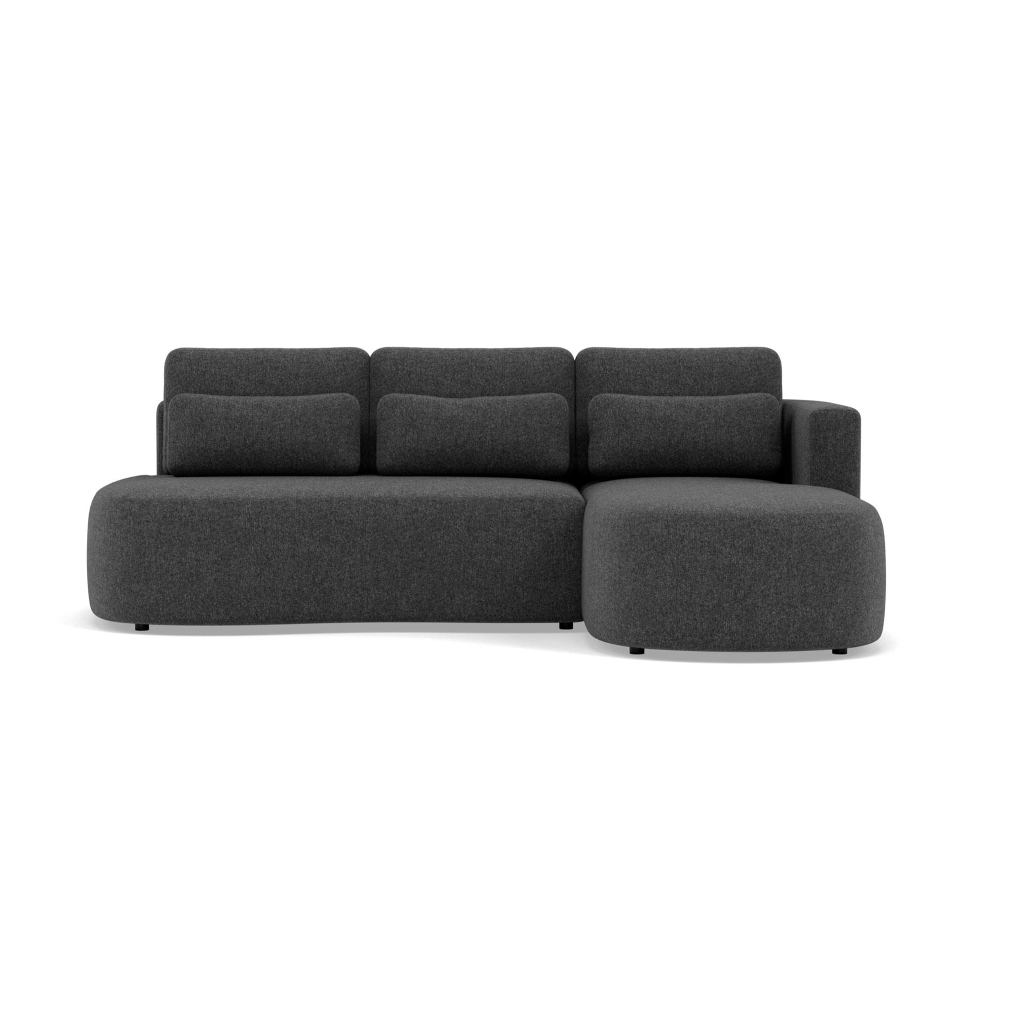 Mahina - canapé d'angle droit 4 places convertible avec coffre en tissu texturé - Gris Anthracite