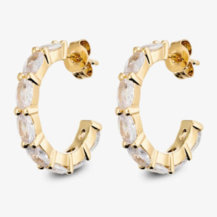 Orecchini a Semicerchio con Cubic Zirconia placcati Rodio