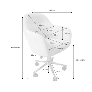 Chaise de bureau enfant à roulettes ajustable tissu chenille STAN KID