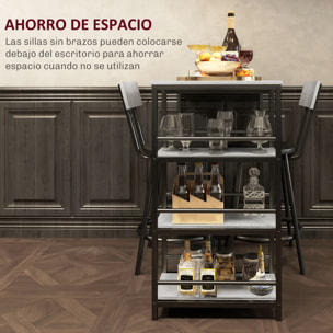 Conjunto de Mesa Alta de Bar con 2 Taburetes Mesa Alta de Cocina con Taburetes Estantes Laterales Asiento Acolchado y Barra para Descanso de Pies para Comedor Gris Oscuro