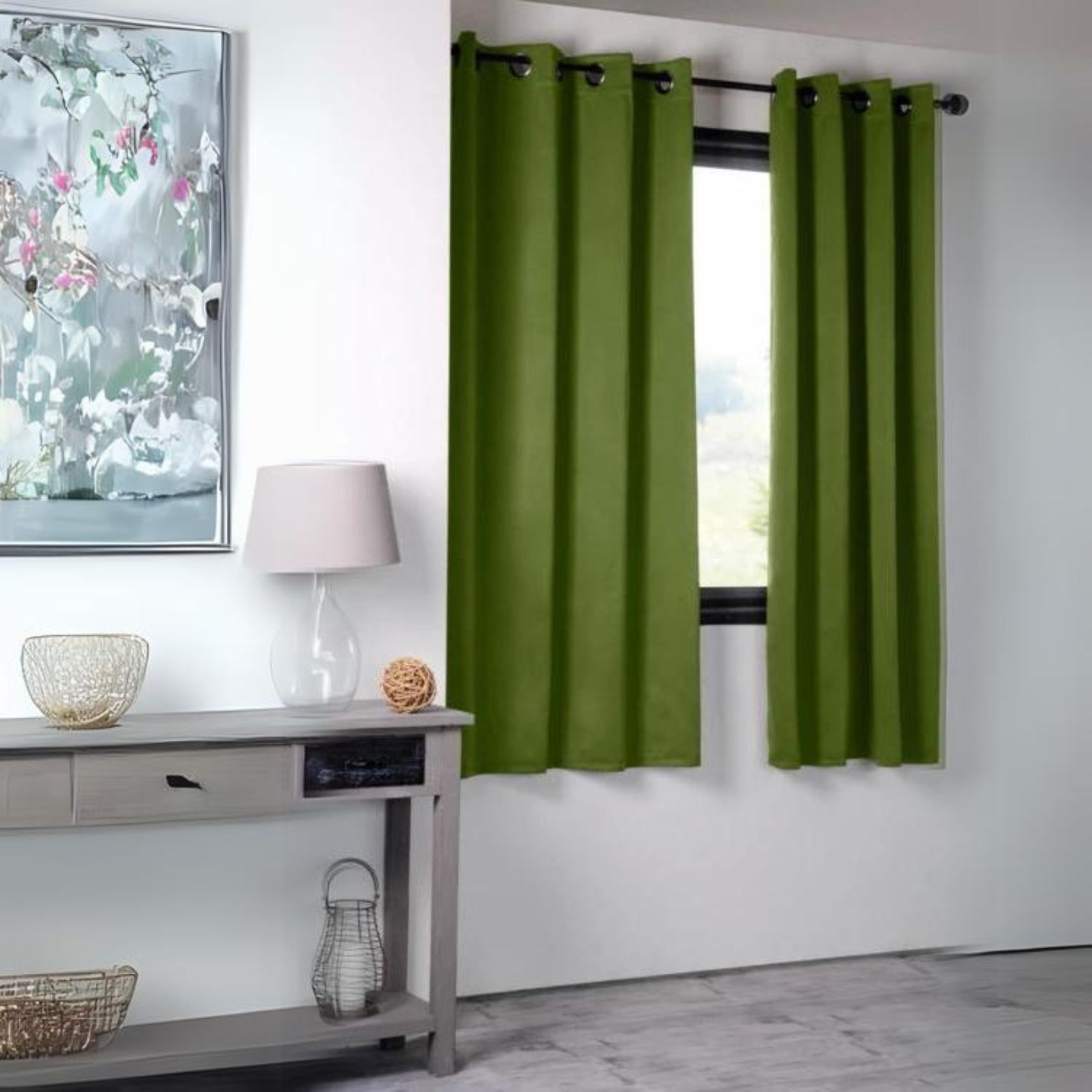 Rideau occultant uni 210gr/m2 - Vert Olive