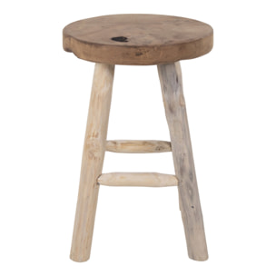 Sgabello Badia in teak naturale a 4 gambe, ø30 x 45 cm