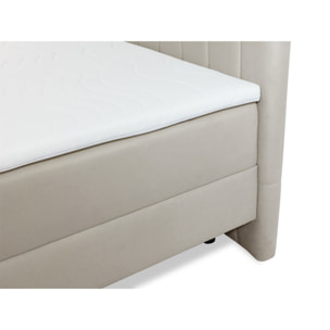 Maria - lit boxspring - 160x200 - en velours - coffres et surmatelas inclus - Beige