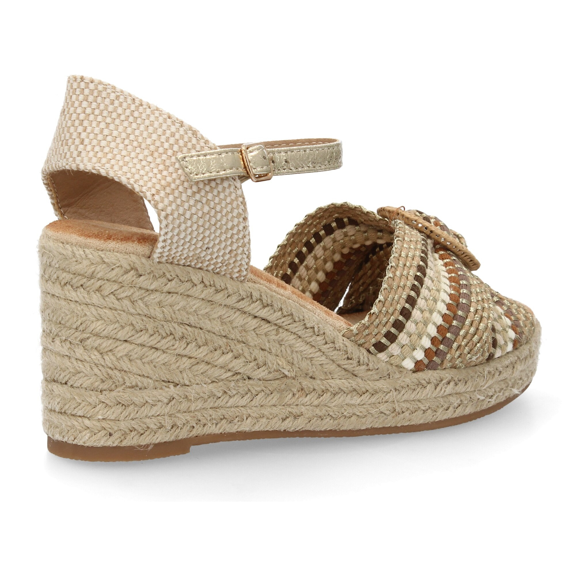 Sandalia cuña esparto lazo mujer