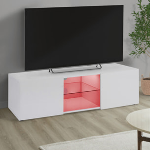 Meuble TV Klea 2 portes avec LED - Blanc