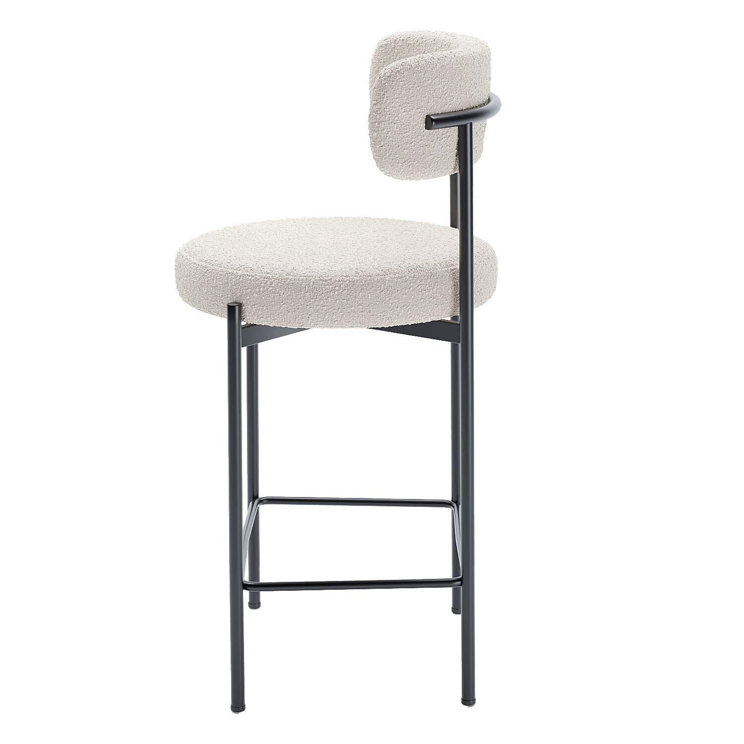 Lot de 2 tabourets de bar bouclette blanche Agathe