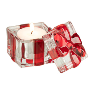 J-Line pot de conservation/photophore Cadeau- verre - rouge - medium
