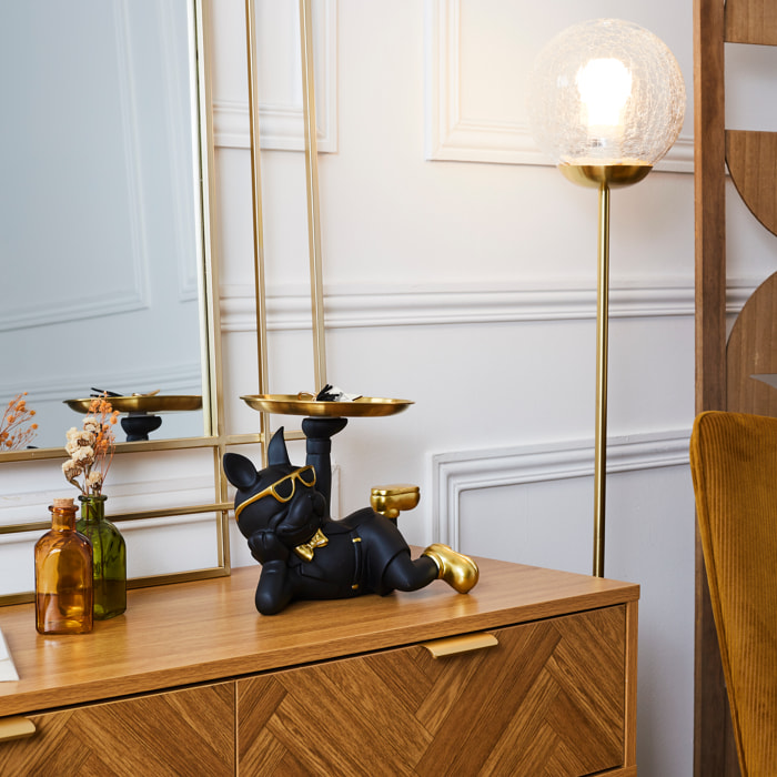 Statue Bulldog Noir Vide Poche