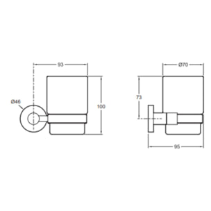 Porte-gobelet + verre Eo Classique Forme circulaire Chrome