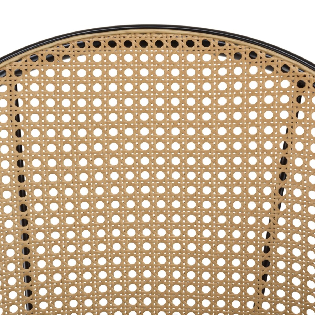 LEA - Lot de 2 tabourets d'ilot assise tissu noir dossier effet cannage