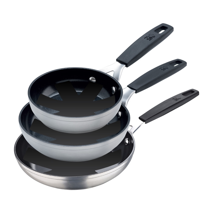 MASTERPRO| SET COMPUESTO POR 3 SARTENES DE 12CM, 16CM Y 20CM SMART + PROTECTOR