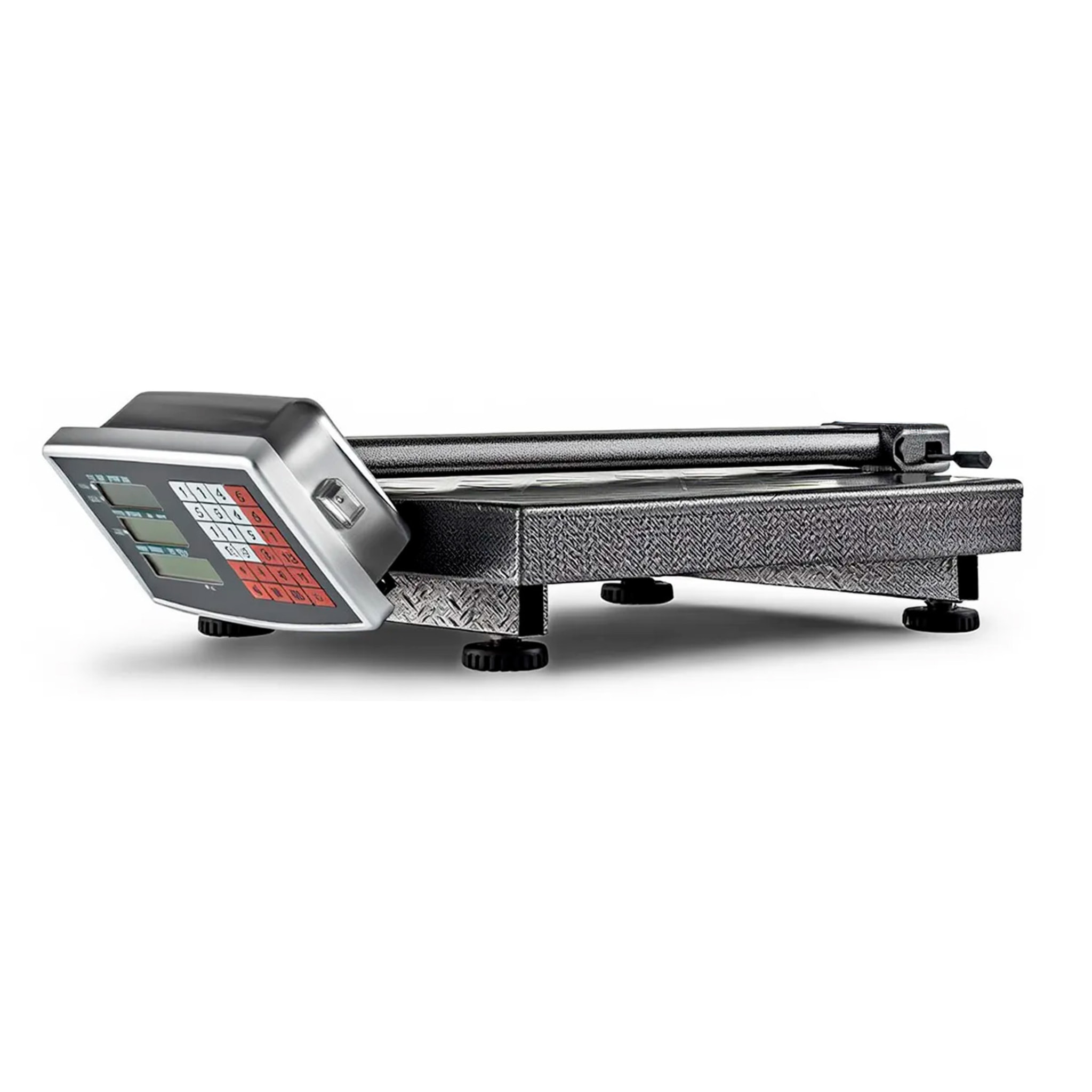 Bilancia Digitale Industriale 300 kg Con Piattaforma 40 X 50 Cm Display LCD Retroilluminato Asta Pieghevole In Acciaio Inox Batteria Ricaricabile 20h