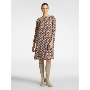 Elena Mirò - Vestido con estampado geométrico - Burgundy