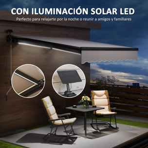 Toldo Manual Retráctil 3x2,5 m con Luces LED Solares Toldo para Balcón con Manivela de Aluminio y Protección UV50+ para Jardín Terraza Ventanas Crema
