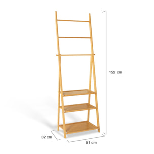 Porte-serviettes Maya 3 niveaux avec étagères en bambou