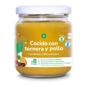 Tarrito Ecológico Cocido con Ternera y Pollo Planeta Huerto 180 g