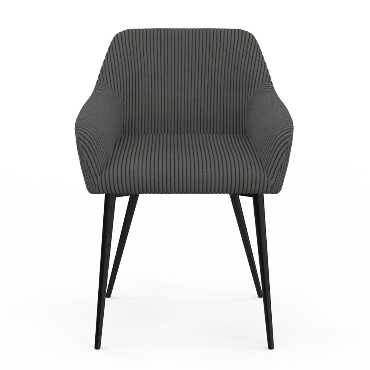 Chaises Jenny velours côtelé gris pieds métal - lot de 2