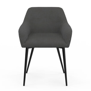 Chaises Jenny velours côtelé gris pieds métal - lot de 2
