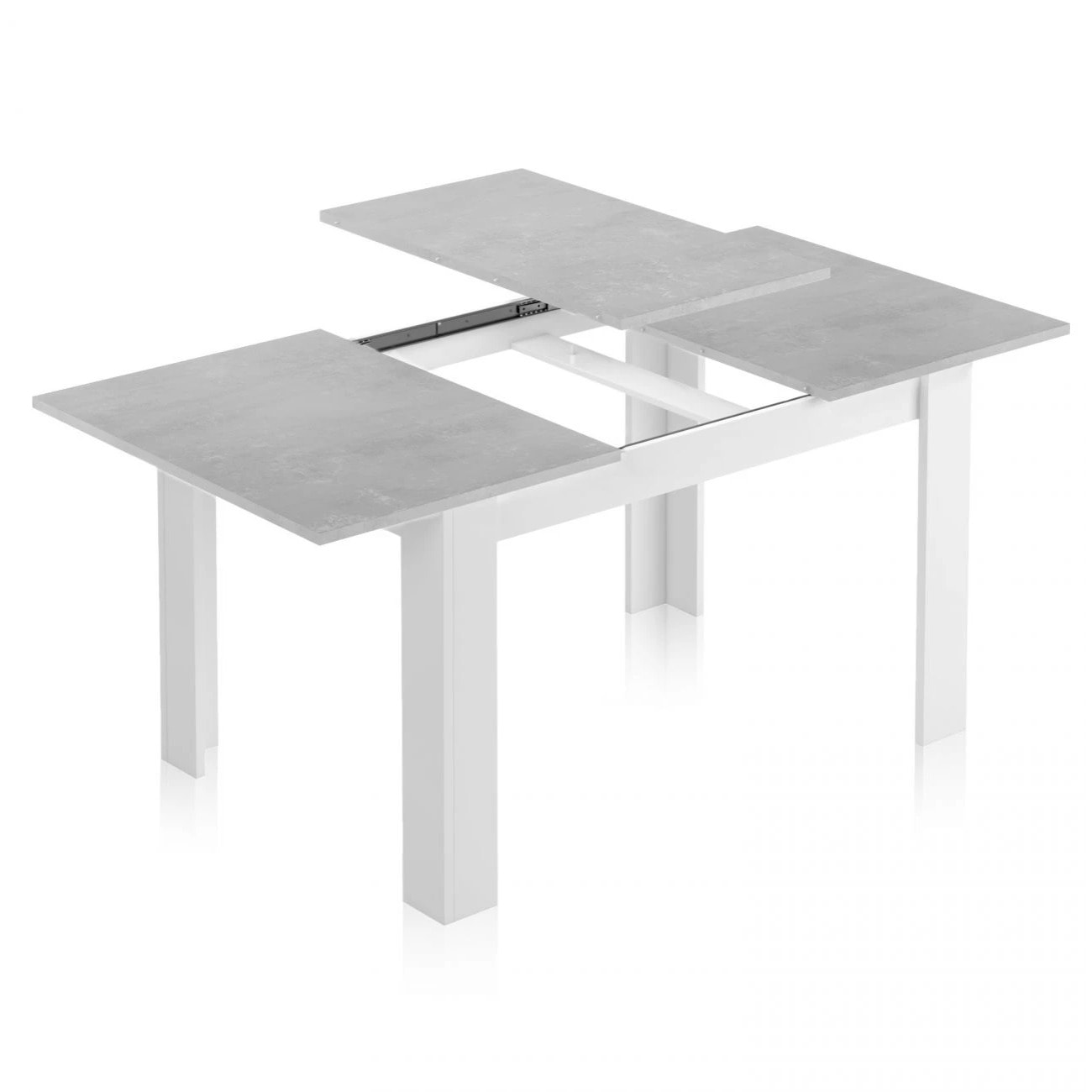 Mesa de comedor extensible Kendra 140 Blanco Artik (Blanco Mate) - Gris Cemento
